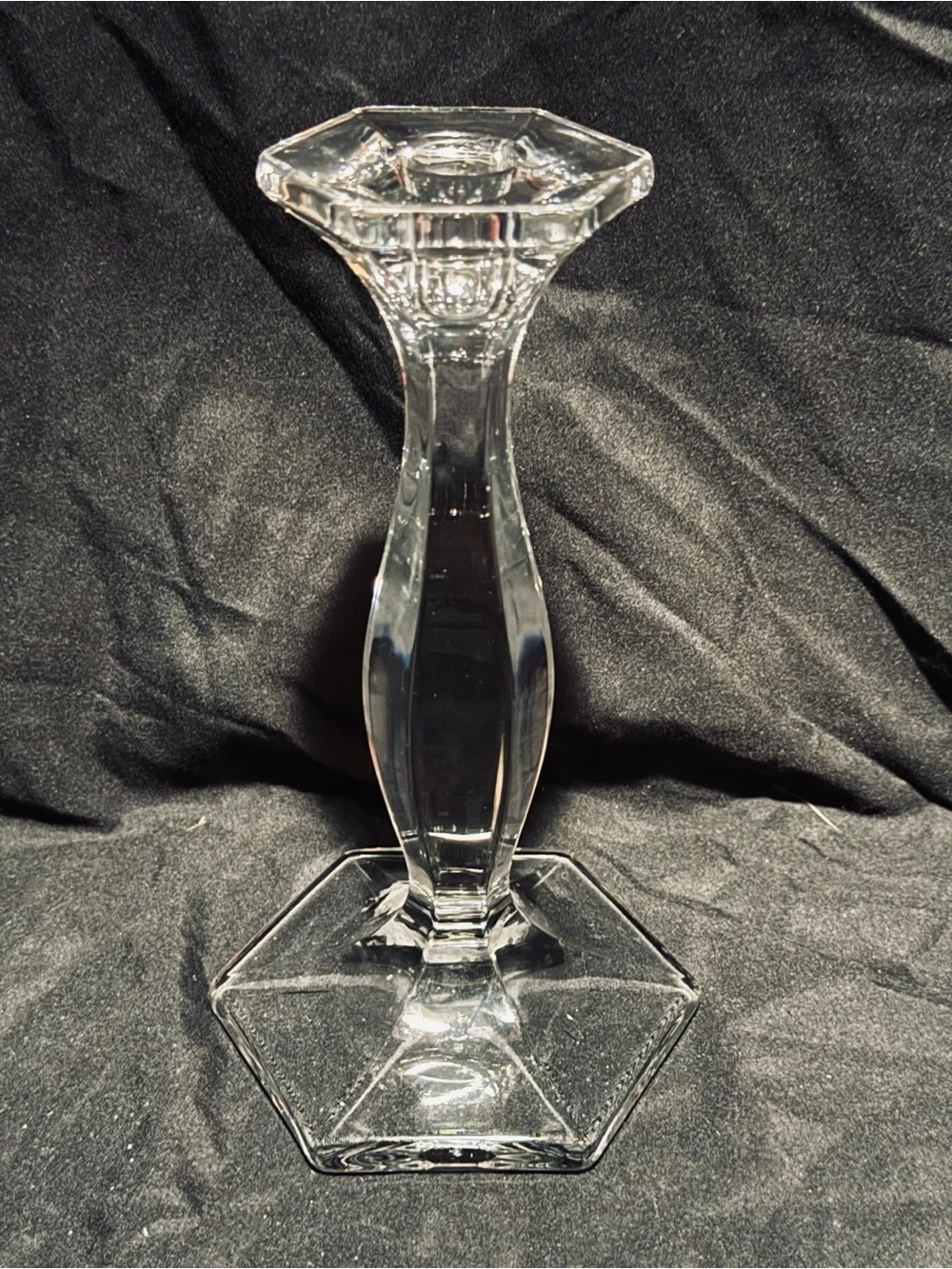 Vintage UV “Glow Glass” Candlestick Holder - Elegant Hex Base Accent